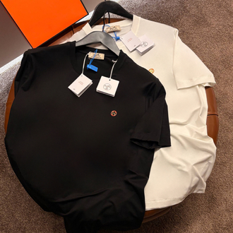 Hermes Siyah Logo Detaylı Tshirt
