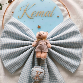 Bebek Kapı süsü fiyonk detaylı Balon  harf işlemeli detaylı gol