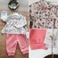 Babydola Çiçek Desenli İkili Pijama Takımı - Pembe-Ekru