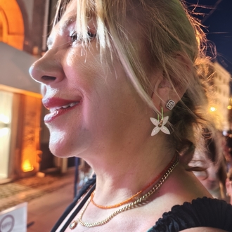 Beyaz glitter Çiçek charm
