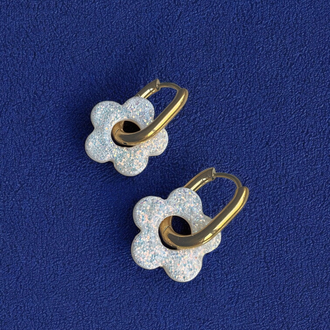 Beyaz glitter- Mini çiçek charm