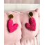 Kalbi geniş- Pembe Glitterlı Çelik apartlı sallantılı küpe