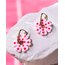 Mix & Match donut charm küpe- Pembe kırmızı puantiyeli 
