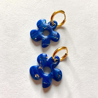Lapis mavi büyük çiçek charm