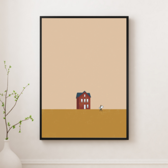 Minimalist Bozkır Evi İllüstrasyon Poster (Dijital İndirme)
