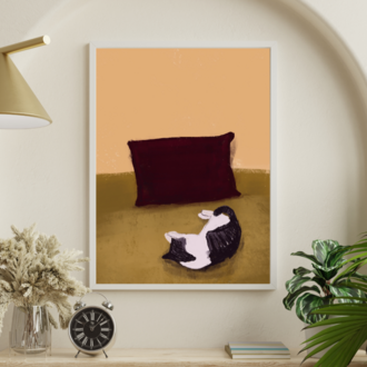 Kedi Tosbik Çizimi Poster (Dijital İndirme)