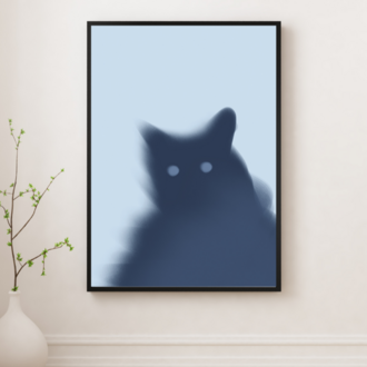 Blurry Cat: Soyut Kedi İllüstrasyon Poster | Modern Duvar Sanatı