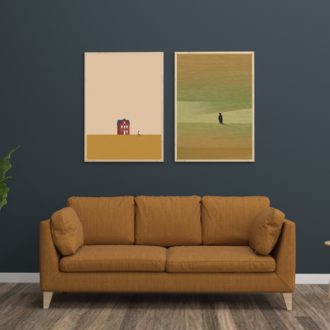 Soyut Figür ve Doğa Tablosu | Minimalist İllüstrasyon Poster (Dijital İndirme)