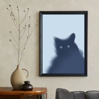 Blurry Cat: Soyut Kedi İllüstrasyon Poster | Modern Duvar Sanatı