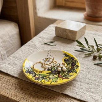 Zeytin ve Arı Desenli Mini Çini Tabak