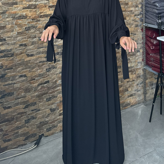ARYA SİYAH TAKIM “ GÖLGELİ OVAL SUFLE & KOL BAĞLAMALI ELBİSE