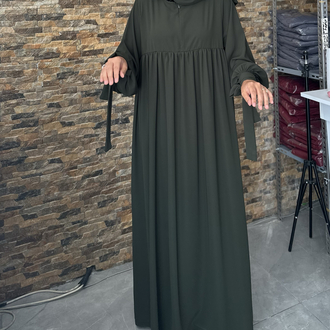 ARYA HAKİ TAKIM ” GÖLGELİ OVAL SUFLE & KOL BAĞLAMALI ELBİSE