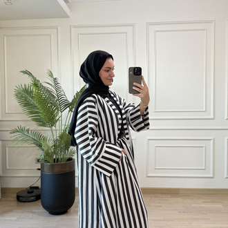 Çizgili abaya takım