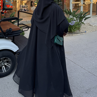 Hafif sim geçiş çift kat şifon abaya