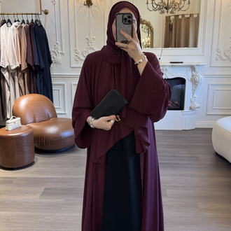 Lusea bordo abaya şal takım
