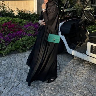 Hafif sim geçiş çift kat şifon abaya