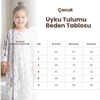 Caramio Kız Çocuk Uyku Tulumu 1-6 Yaş 2.5 TOG Çiçek Desenli Kışlık Tulum
