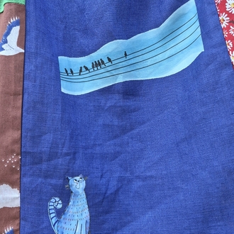 Kedi ve Kuşlar Patchwork Etek