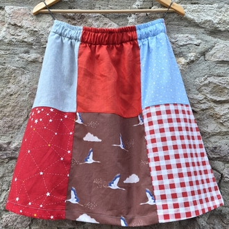 Çocuk Çizimli Patchwork Etek