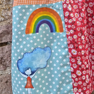 Deniz Saçlı Kız Patchwork Etek