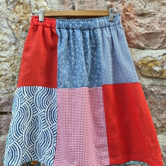 Deniz Saçlı Kız Patchwork Etek