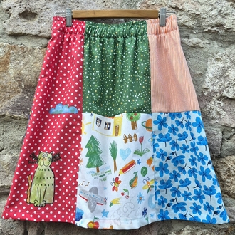 Zeytin Kedisi Patchwork Etek