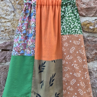 Çift Taraflı Midi Patchwork Etek