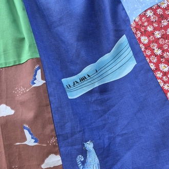 Kedi ve Kuşlar Patchwork Etek