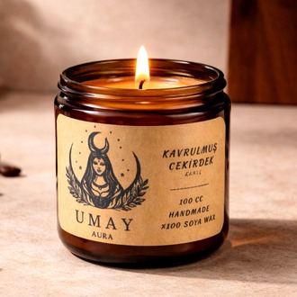 Kahve Kokulu El Yapımı Soya Mum Amber Kavanoz 100 cc