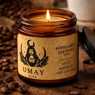 Kahve Kokulu El Yapımı Soya Mum Amber Kavanoz 100 cc