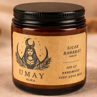Tarçın Kokulu El Yapımı Soya Mum Amber Kavanoz 100 cc