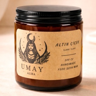 Ylang Ylang Kokulu El Yapımı Soya Mum Amber Kavanoz 100 cc