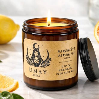 Limon Kokulu El Yapımı Soya Mum Amber Kavanoz 210 cc