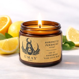 Limon Kokulu El Yapımı Soya Mum Amber Kavanoz 100 cc