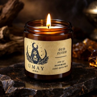 Oud Kokulu El Yapımı Soya Mum Amber Kavanoz 100 cc 