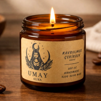 Kahve Kokulu El Yapımı Soya Mum Amber Kavanoz 100 cc 