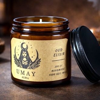 Oud Kokulu El Yapımı Soya Mum Amber Kavanoz 100 cc 