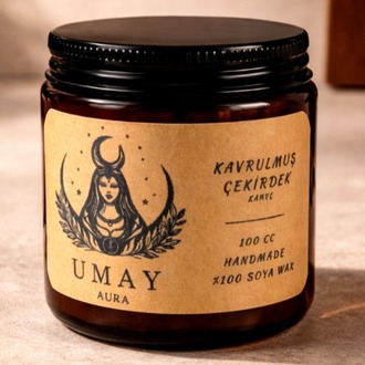 Kahve Kokulu El Yapımı Soya Mum Amber Kavanoz 100 cc