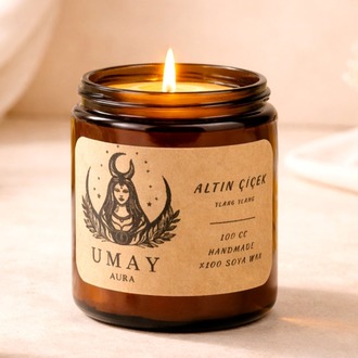 Ylang Ylang Kokulu El Yapımı Soya Mum Amber Kavanoz 100 cc