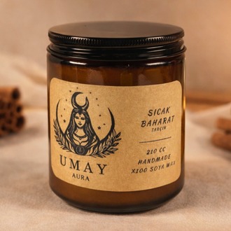 Tarçın Kokulu El Yapımı Soya Mum Amber Kavanoz 210 cc