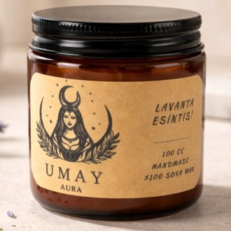 Lavanta Kokulu El Yapımı Soya Mum Amber Kavanoz 100 cc 