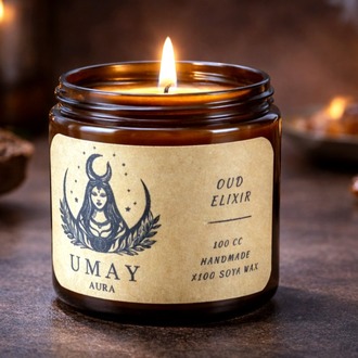 Oud Kokulu El Yapımı Soya Mum Amber Kavanoz 100 cc 