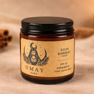 Tarçın Kokulu El Yapımı Soya Mum Amber Kavanoz 100 cc