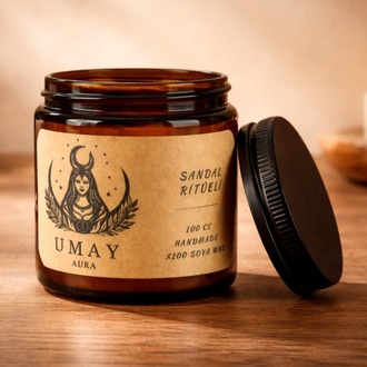 Sandal Ağacı Kokulu El Yapımı Soya Mum Amber Kavanoz 100 cc