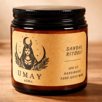 Sandal Ağacı Kokulu El Yapımı Soya Mum Amber Kavanoz 100 cc
