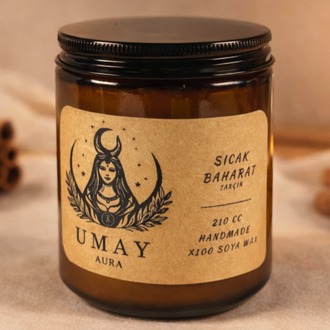 Tarçın Kokulu El Yapımı Soya Mum Amber Kavanoz 210 cc