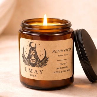 Ylang Ylang Kokulu El Yapımı Soya Mum Amber Kavanoz 100 cc