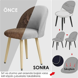 6 Adet Dokuma jakar kumaş Oval sandalye kılıfı. (Ağaç kabuğu desen)