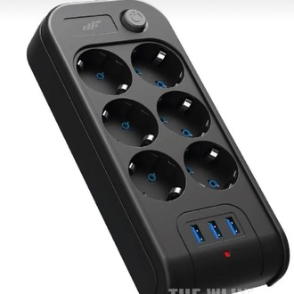 THE WLUE Çoklu 6'lı Priz Akım Korumalı 3xUSB 3.4A 2500 Watt 2 Metre Uzatma Kablosu