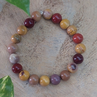 Mokait Jasper 8 mm Küre Kesim Bileklik Esnek Misineli